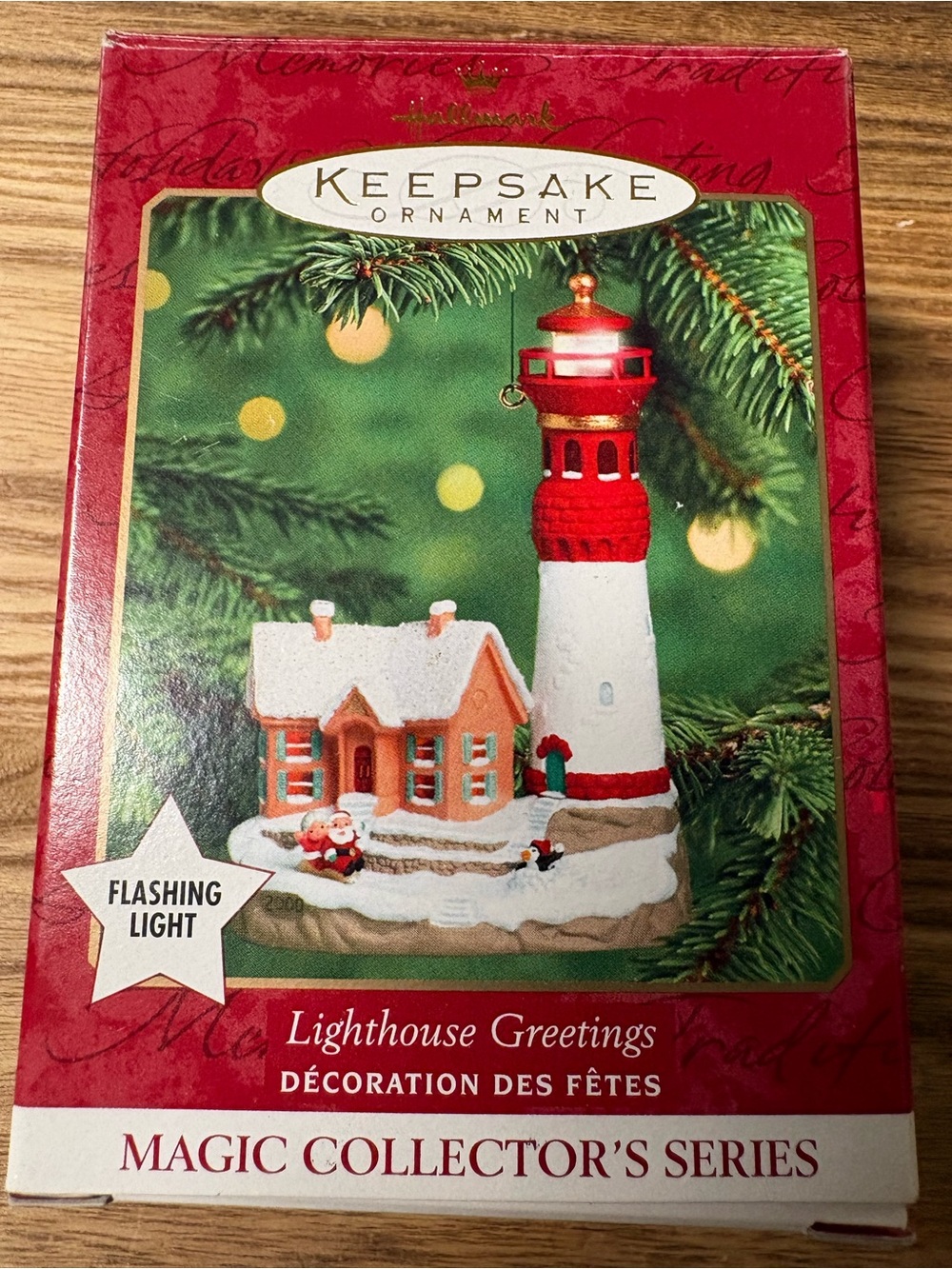 Hallmark Keepsake Lighthouse Greetings Ornament - Red, White & Green